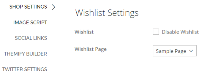 wishlist settings